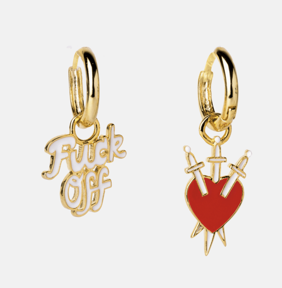 Fuck Off & Heart/Daggers Hoops - Flea Boutiques