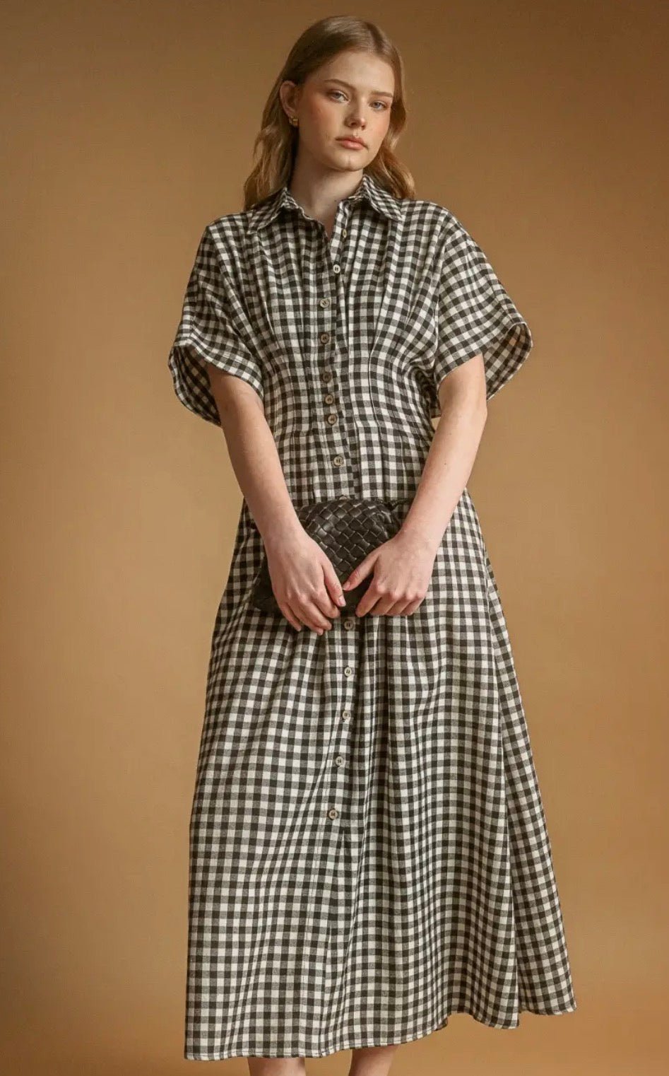Gingham Button Down Shirt Dress - Flea Boutiques