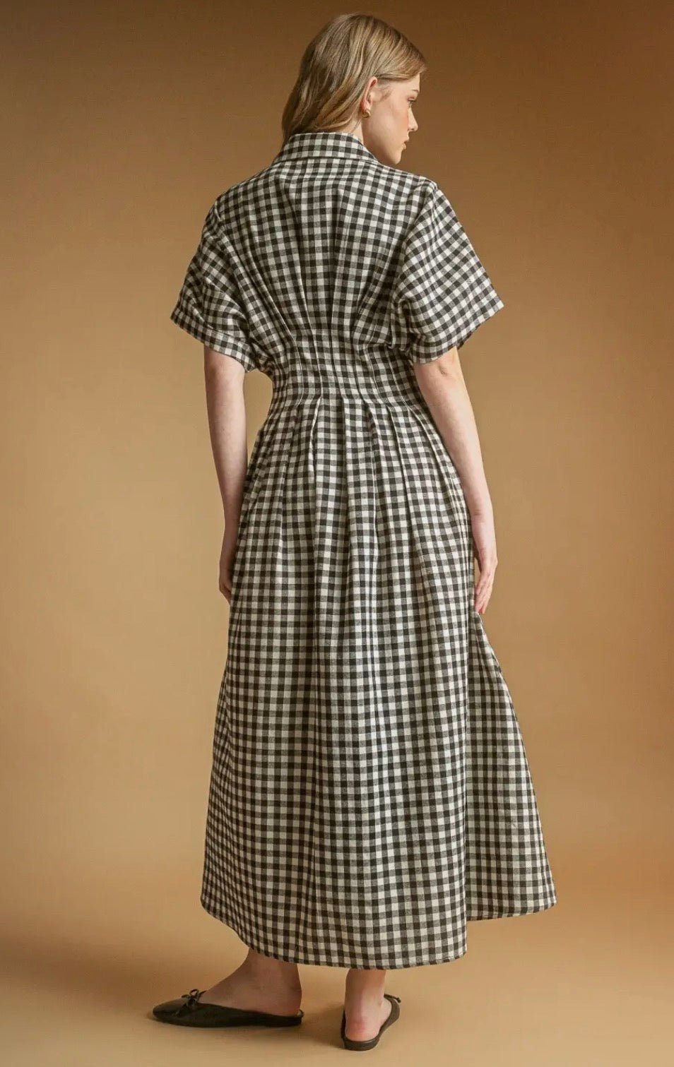 Gingham Button Down Shirt Dress - Flea Boutiques