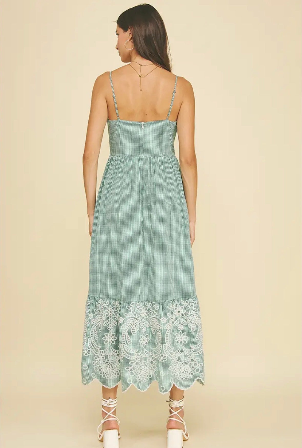 Gingham Eyelet Lace Dress - Flea Boutiques