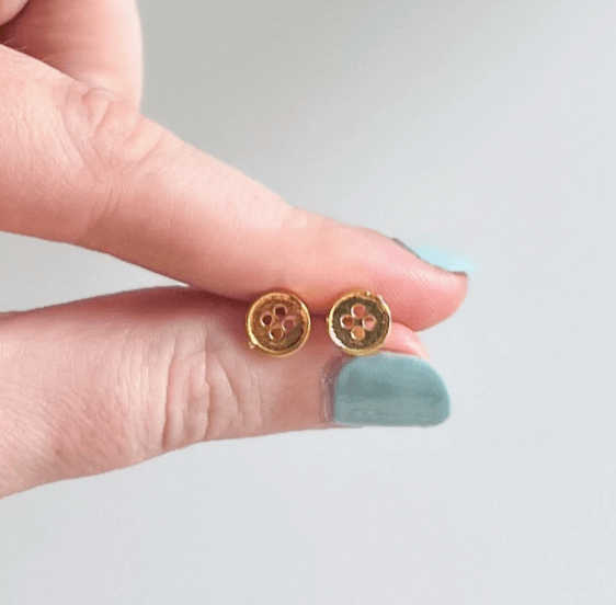 Gold Button Stud Earrings - Flea Boutiques