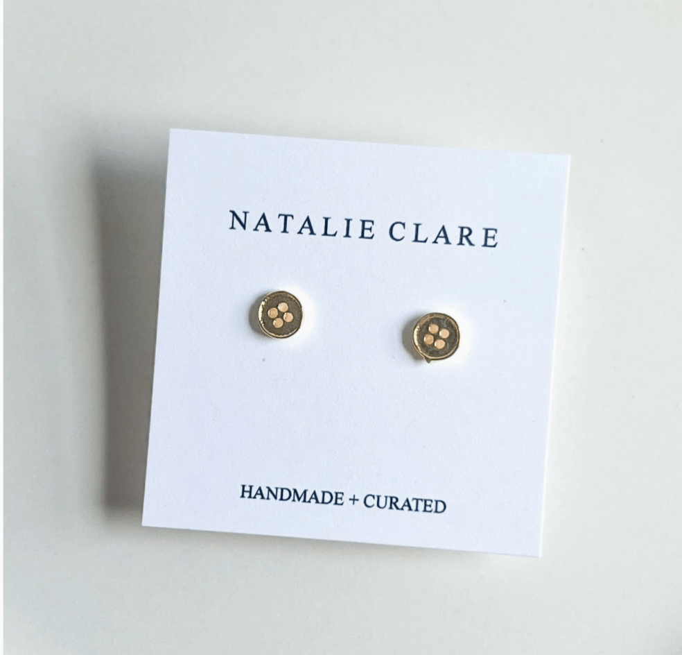 Gold Button Stud Earrings - Flea Boutiques