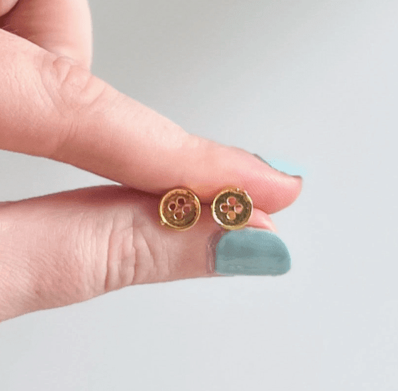 Gold Button Stud Earrings - Flea Boutiques