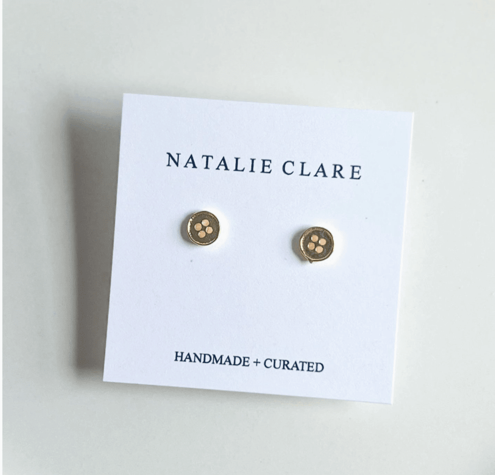 Gold Button Stud Earrings - Flea Boutiques
