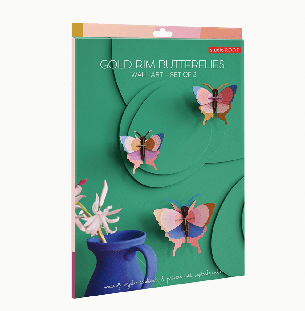 Gold Rim Butterfly Set Wall Art - Flea Boutiques
