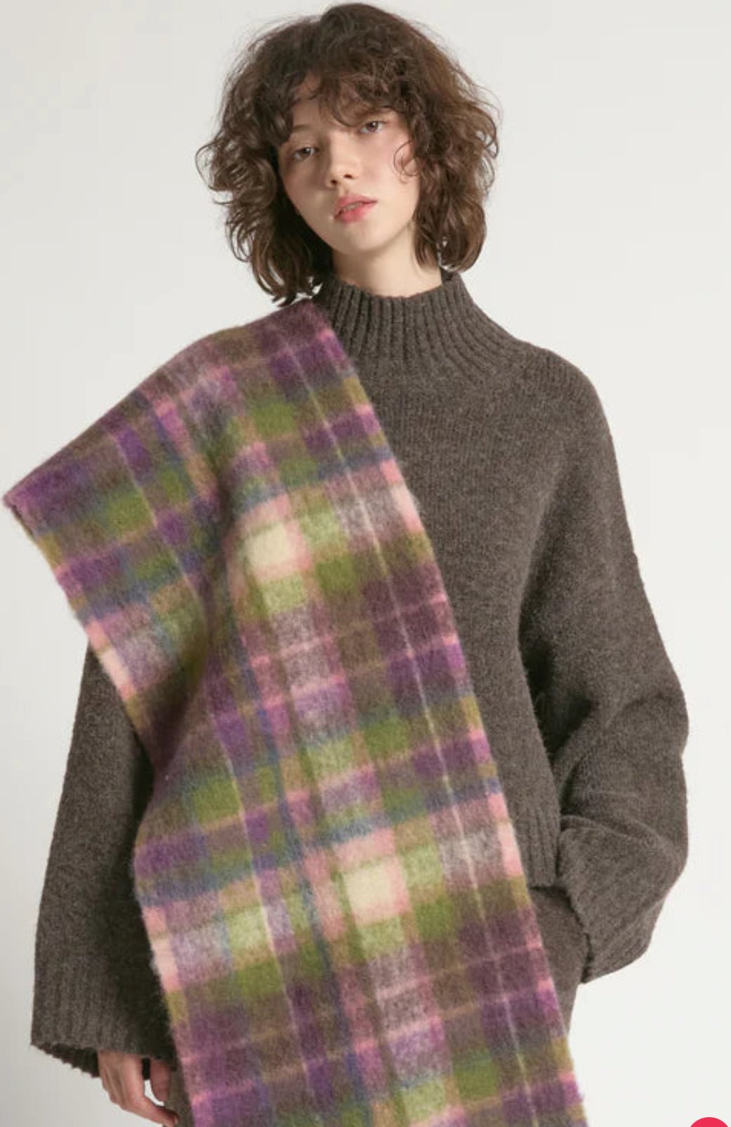 Grape Check Wool Scarf - Flea Boutiques