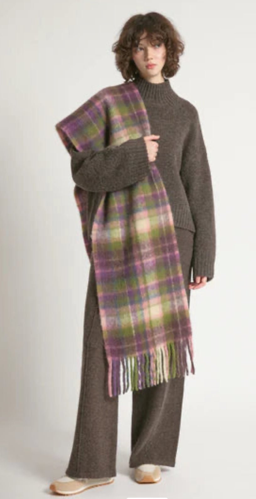 Grape Check Wool Scarf - Flea Boutiques
