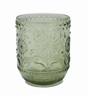 Green Embossed Drinking Glass - Flea Boutiques