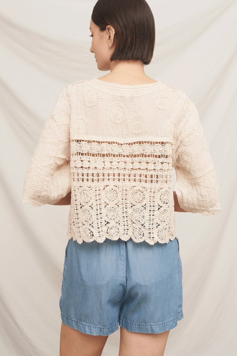Half Sleeve Crochet Cardigan - Flea Boutiques