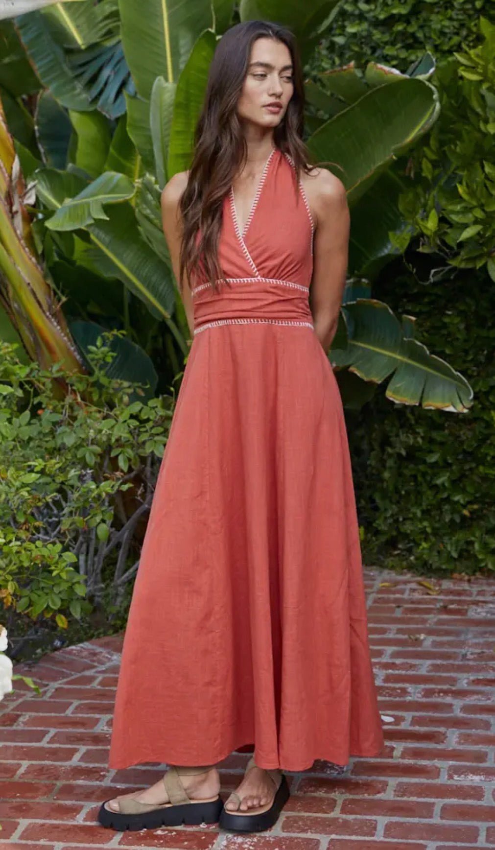 Halter Flare Midi Dress - Flea Boutiques