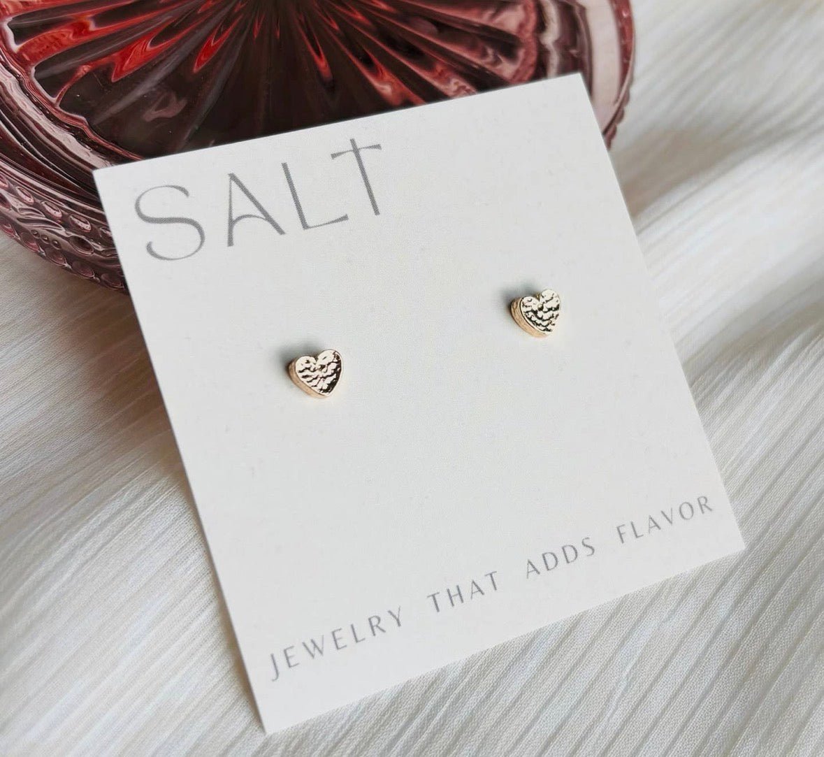Hammered Heart Studs - Flea Boutiques