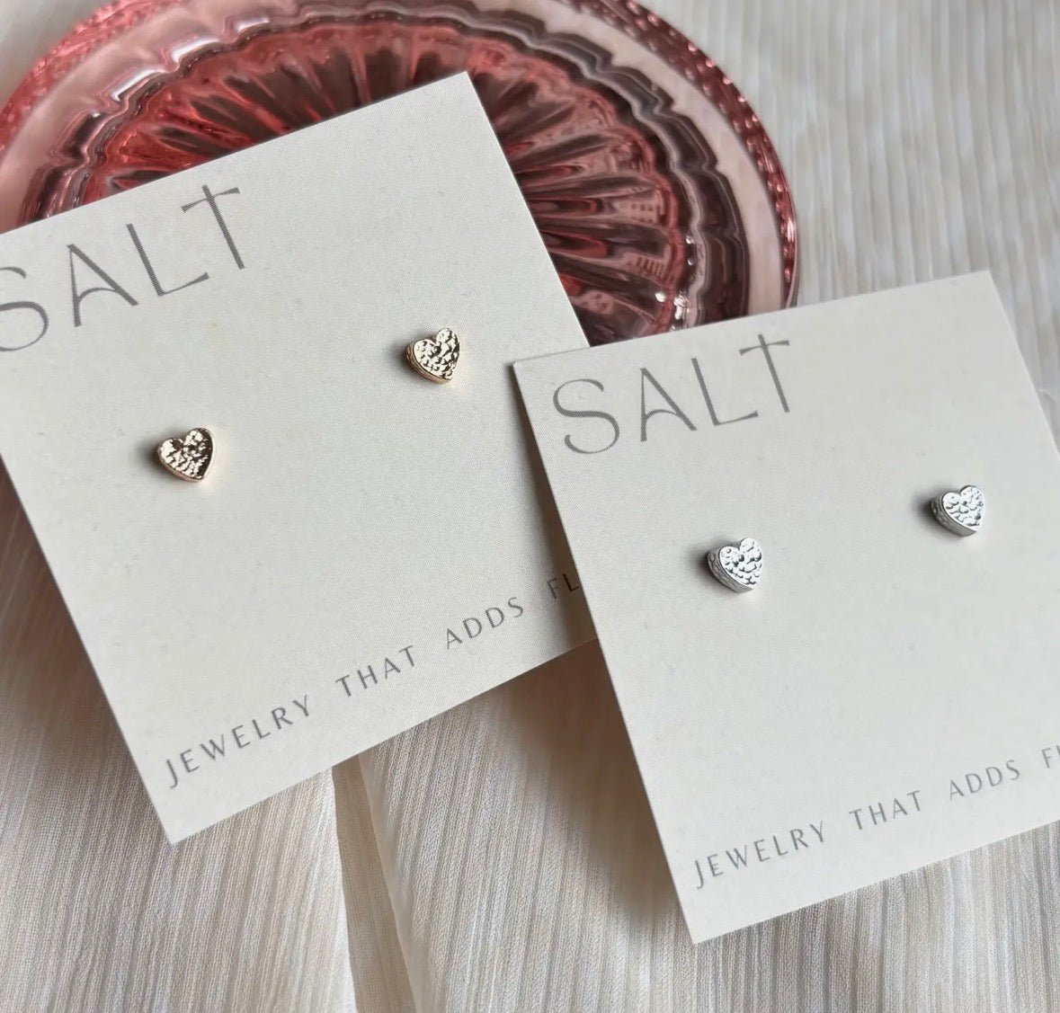 Hammered Heart Studs - Flea Boutiques