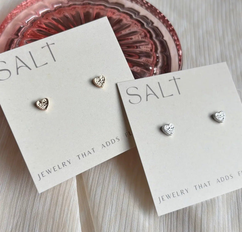 Hammered Heart Studs - Flea Boutiques