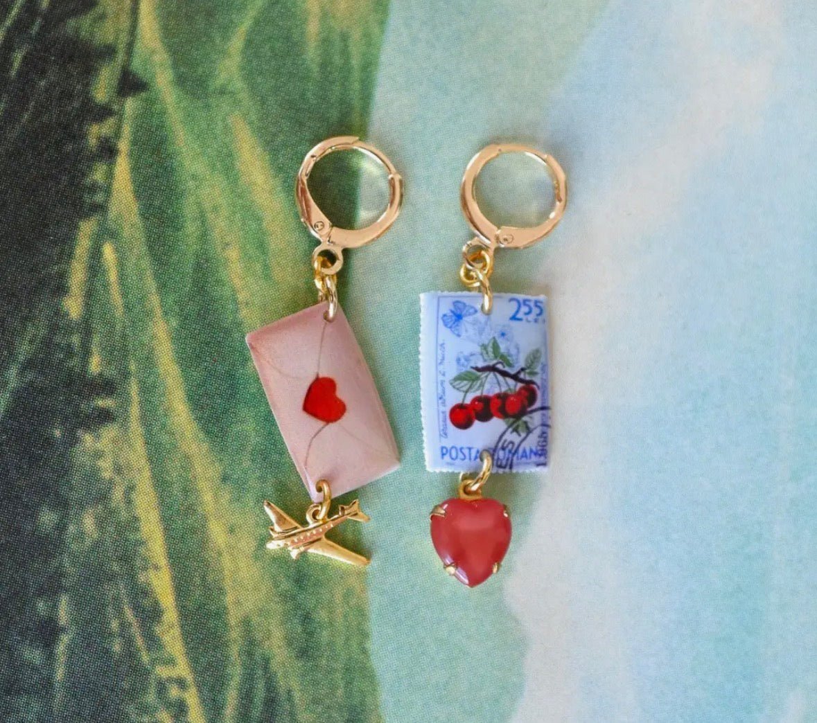Haricot Vert Air Mail Affair Dangle - Flea Boutiques