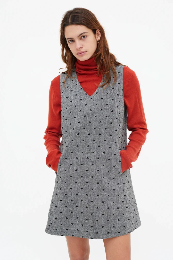 Heart Print Jumper Dress - Flea Boutiques