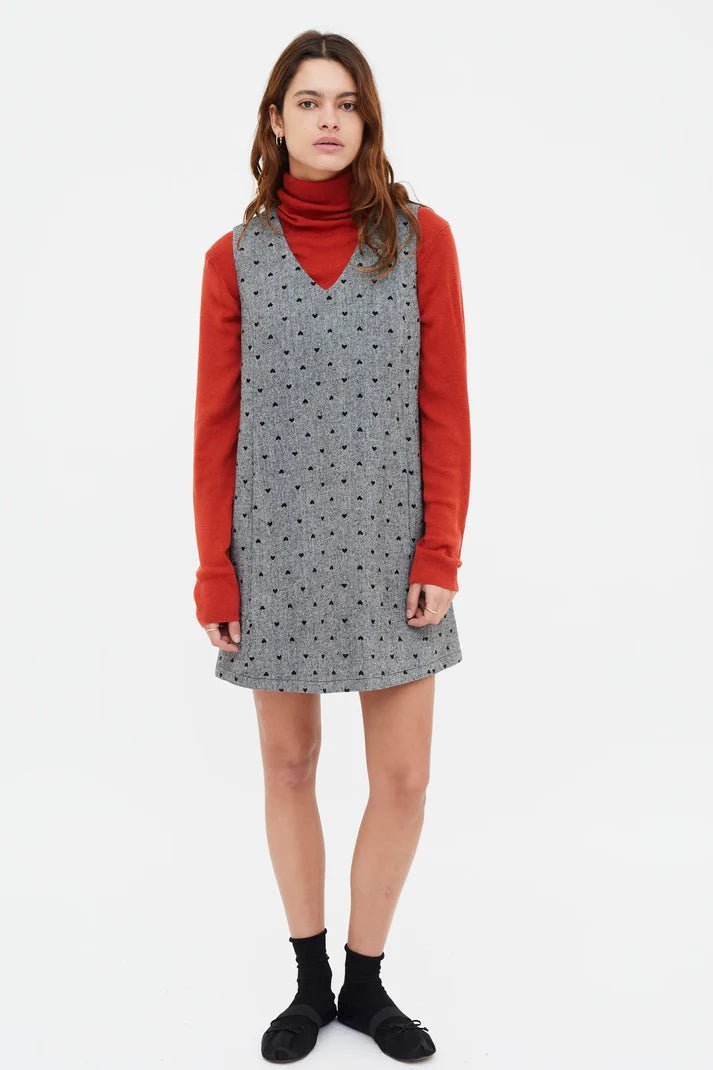 Heart Print Jumper Dress - Flea Boutiques