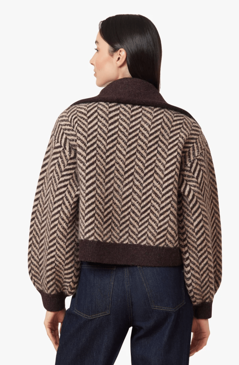 Herringbone Zip Front Cardi - Flea Boutiques