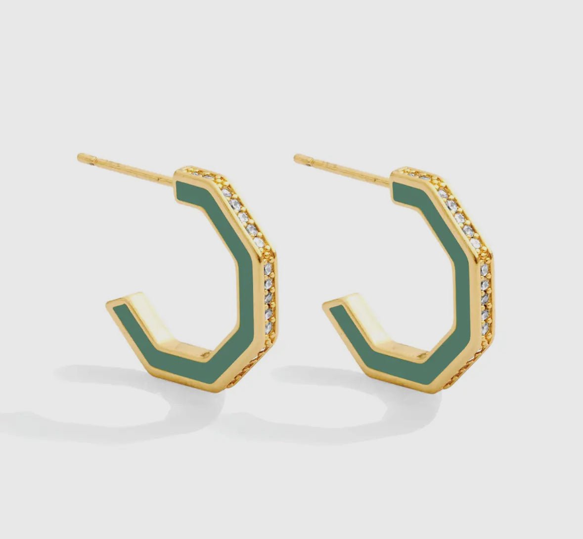 Hexagon Earrings Green - Flea Boutiques