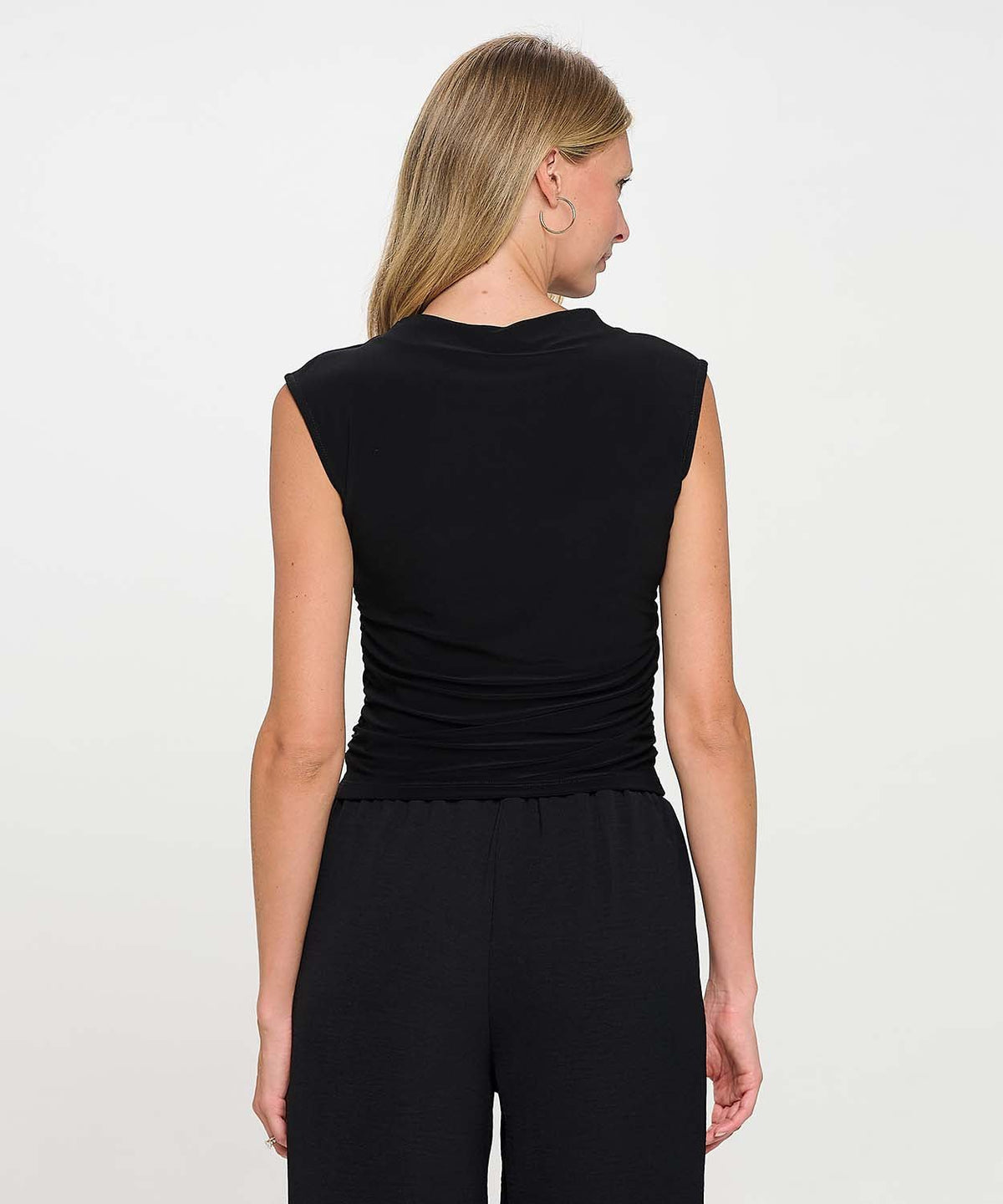 High Neck Tank Top with Ruching - Flea Boutiques