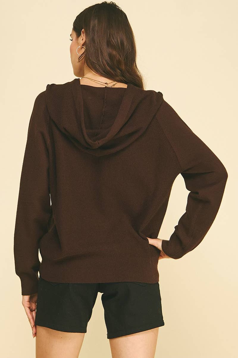Hooded Button Down Cardigan - Flea Boutiques