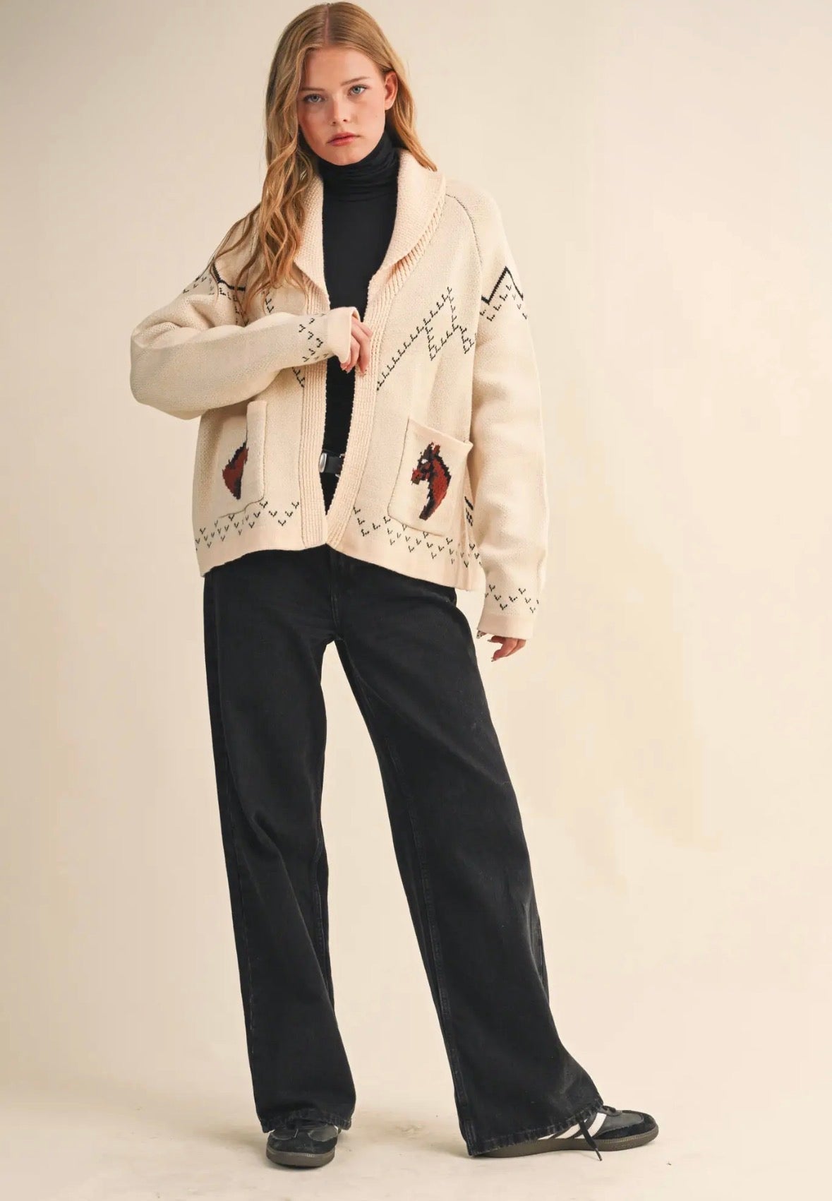 Horse Knit Sweater Cardigan - Flea Boutiques