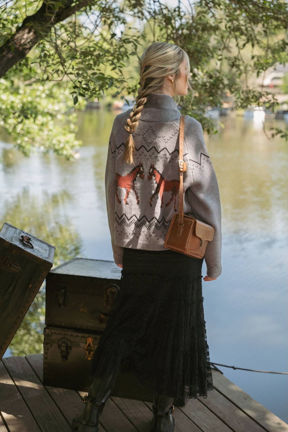 Horse Knit Sweater Cardigan - Flea Boutiques