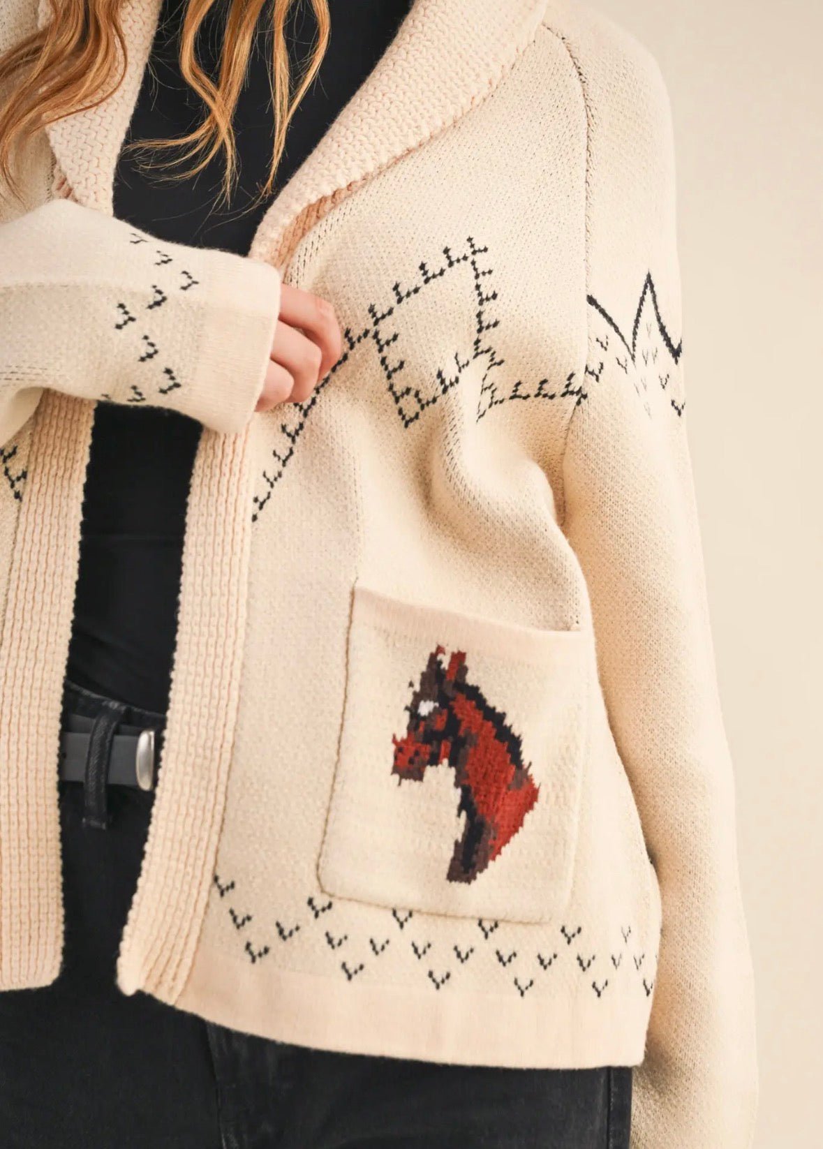 Horse Knit Sweater Cardigan - Flea Boutiques