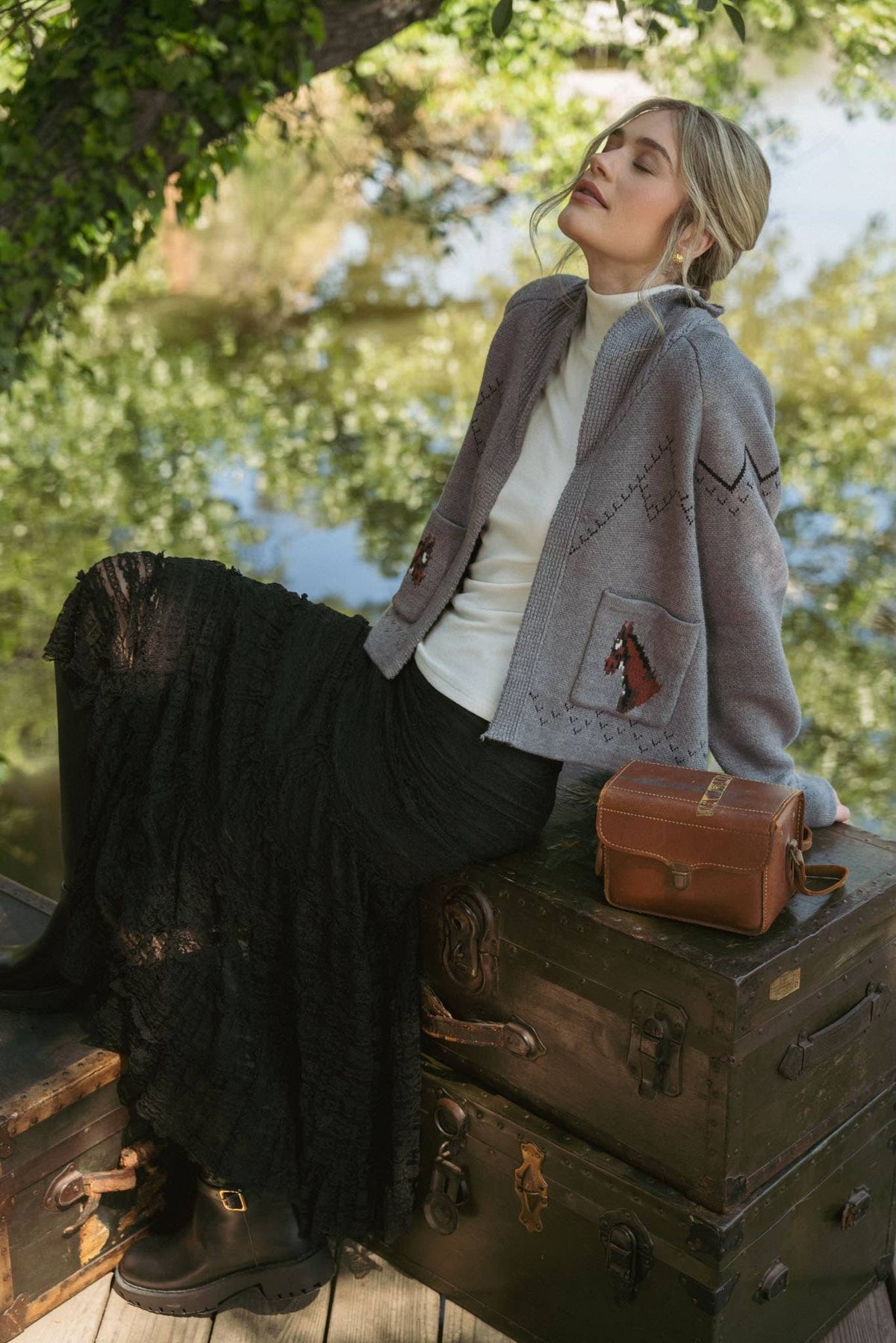 Horse Knit Sweater Cardigan - Flea Boutiques