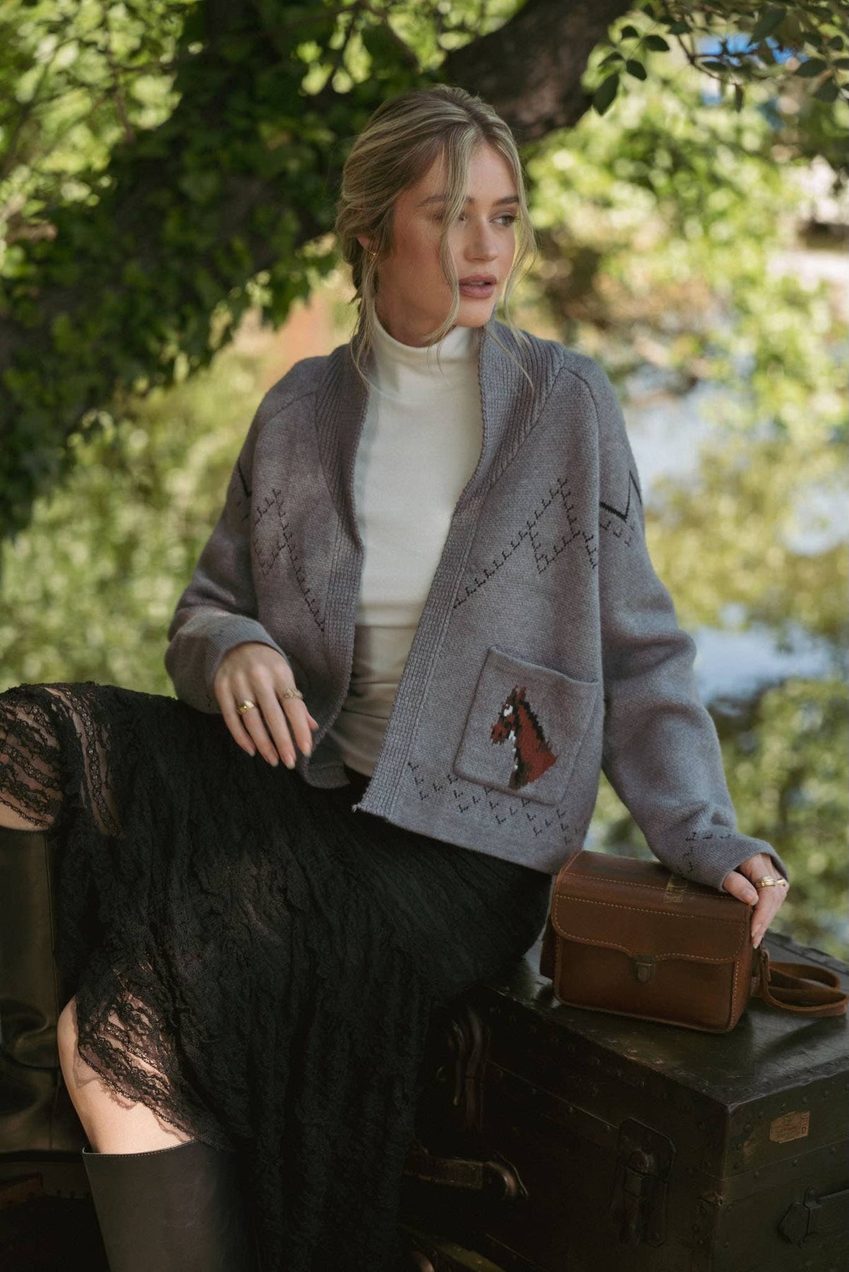 Horse Knit Sweater Cardigan - Flea Boutiques