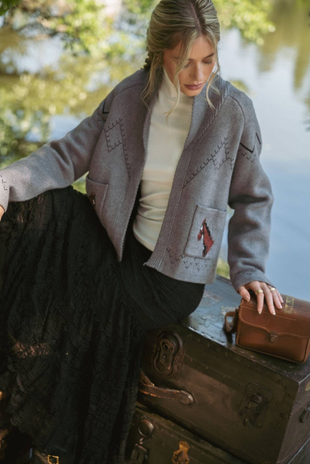 Horse Knit Sweater Cardigan - Flea Boutiques