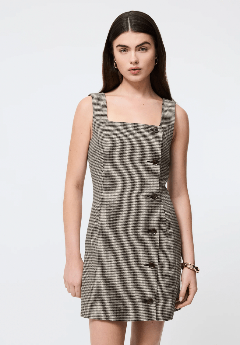 Houndstooth Wool Mini Dress - Flea Boutiques