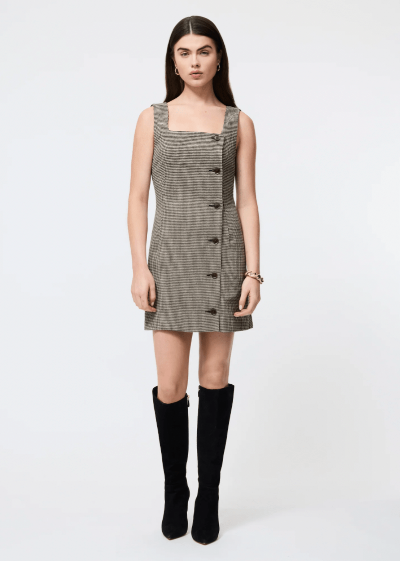 Houndstooth Wool Mini Dress - Flea Boutiques