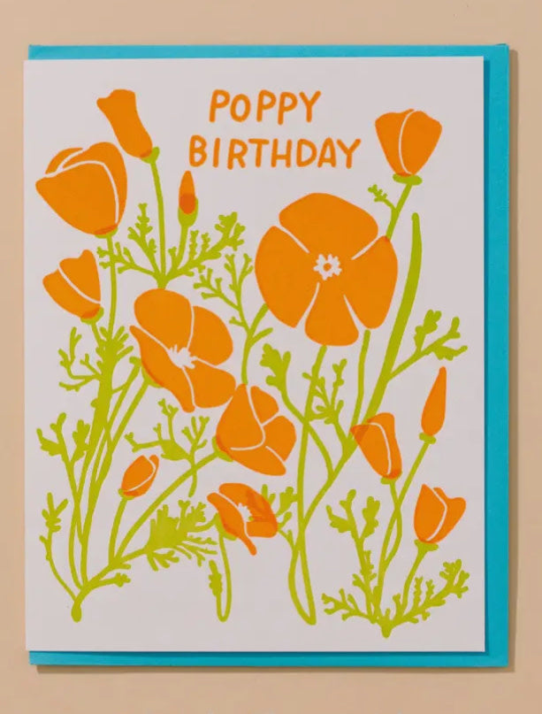 Poppy Birthday Letterpress Card