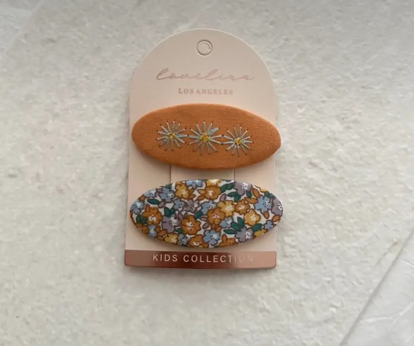 Oval Flower Hair Clip Set