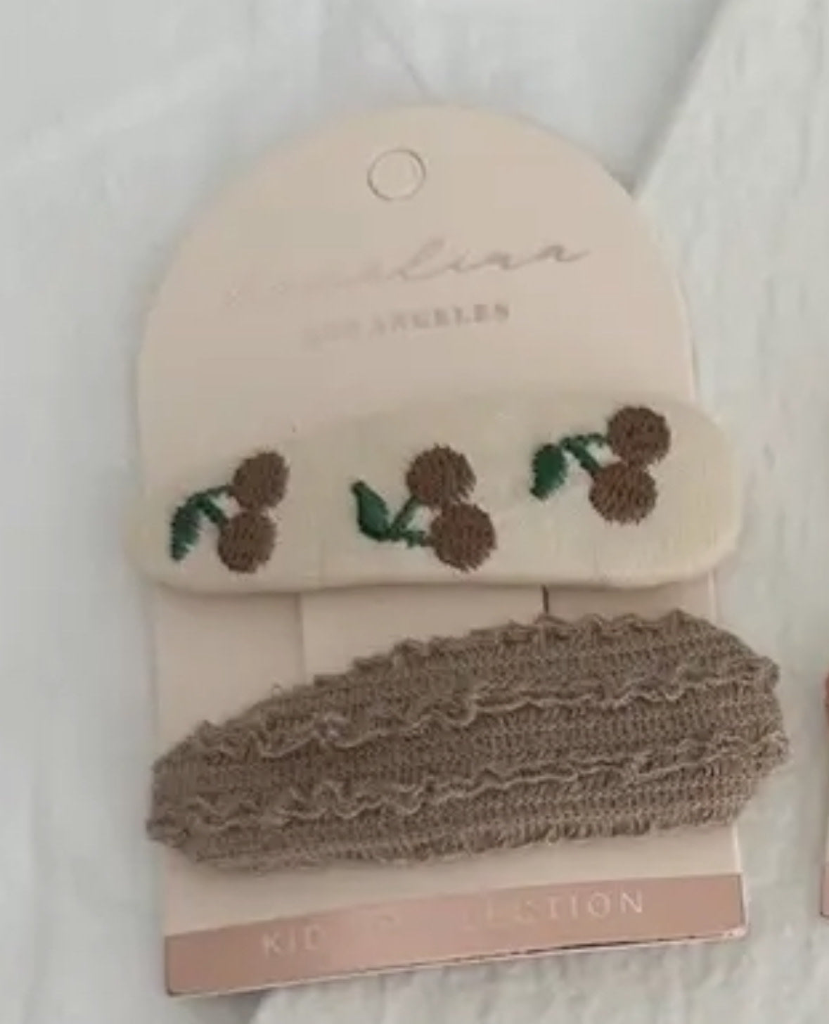 Embroidered Cherry Hair Clip
