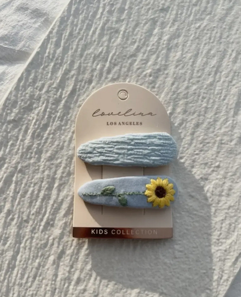 Textured Sunflower Hair Clip Set