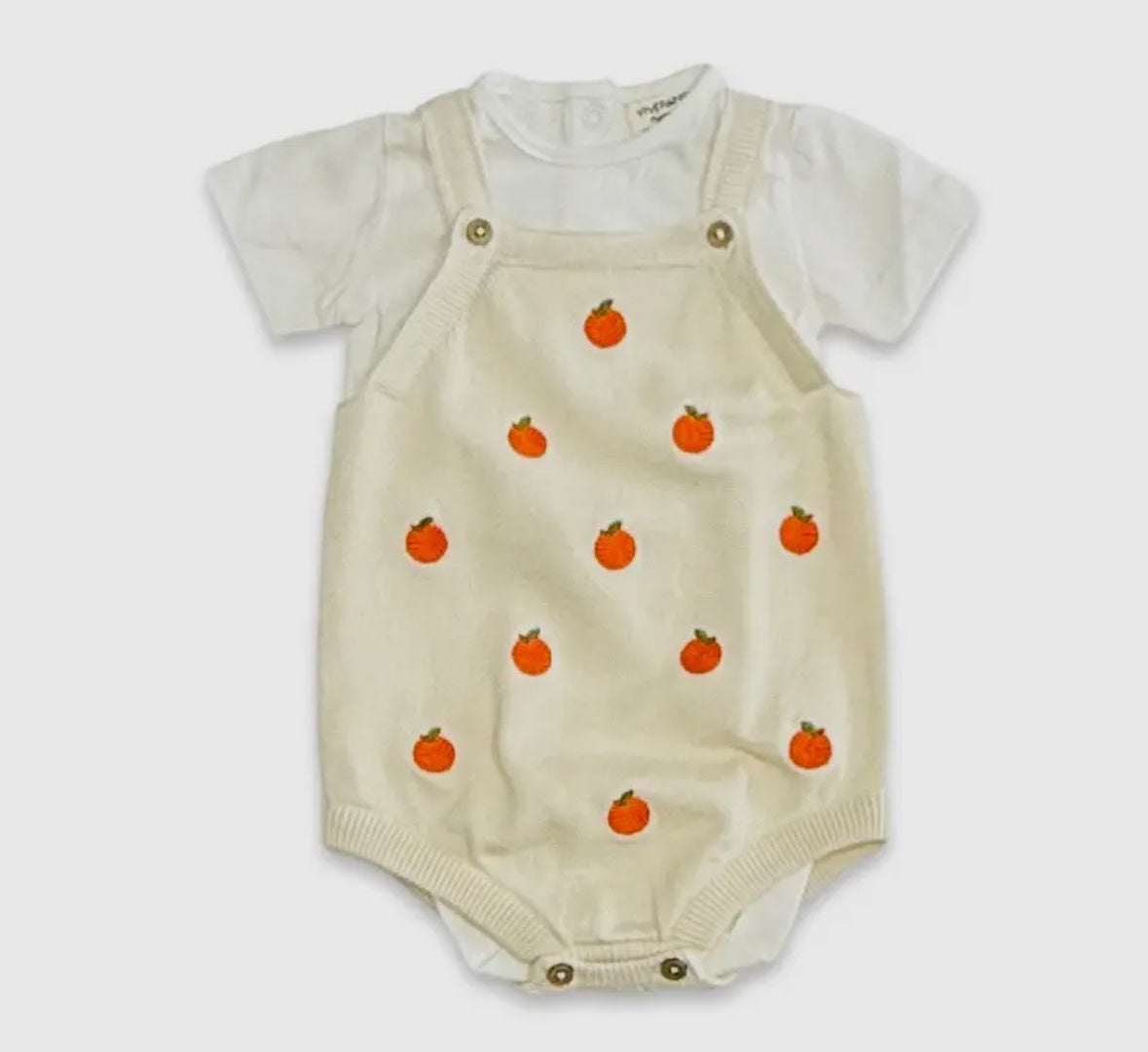 Orange Embroidered Ruffle Romper