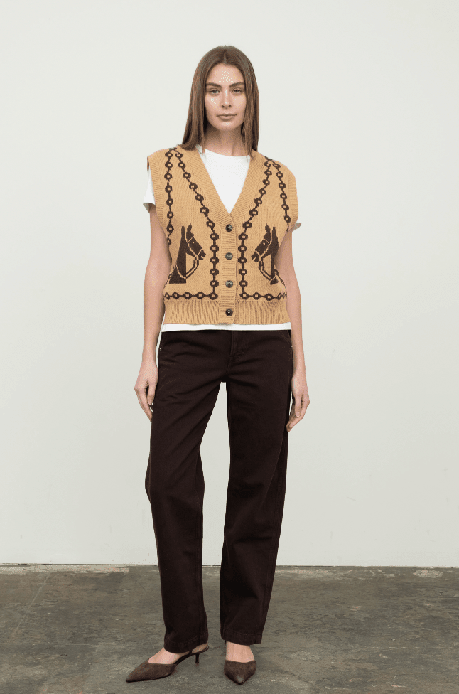 Jacquard Horse Sweater Vest - Flea Boutiques