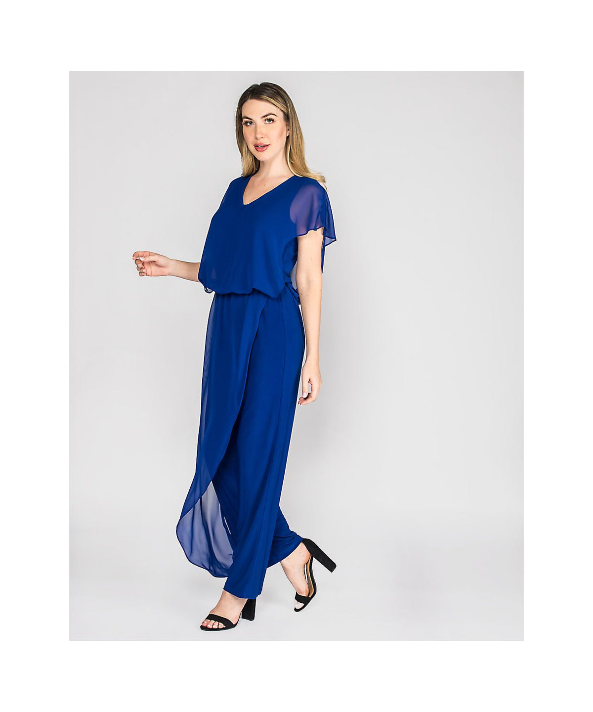 Jumpsuit with Chiffon Overlay Royal / SM