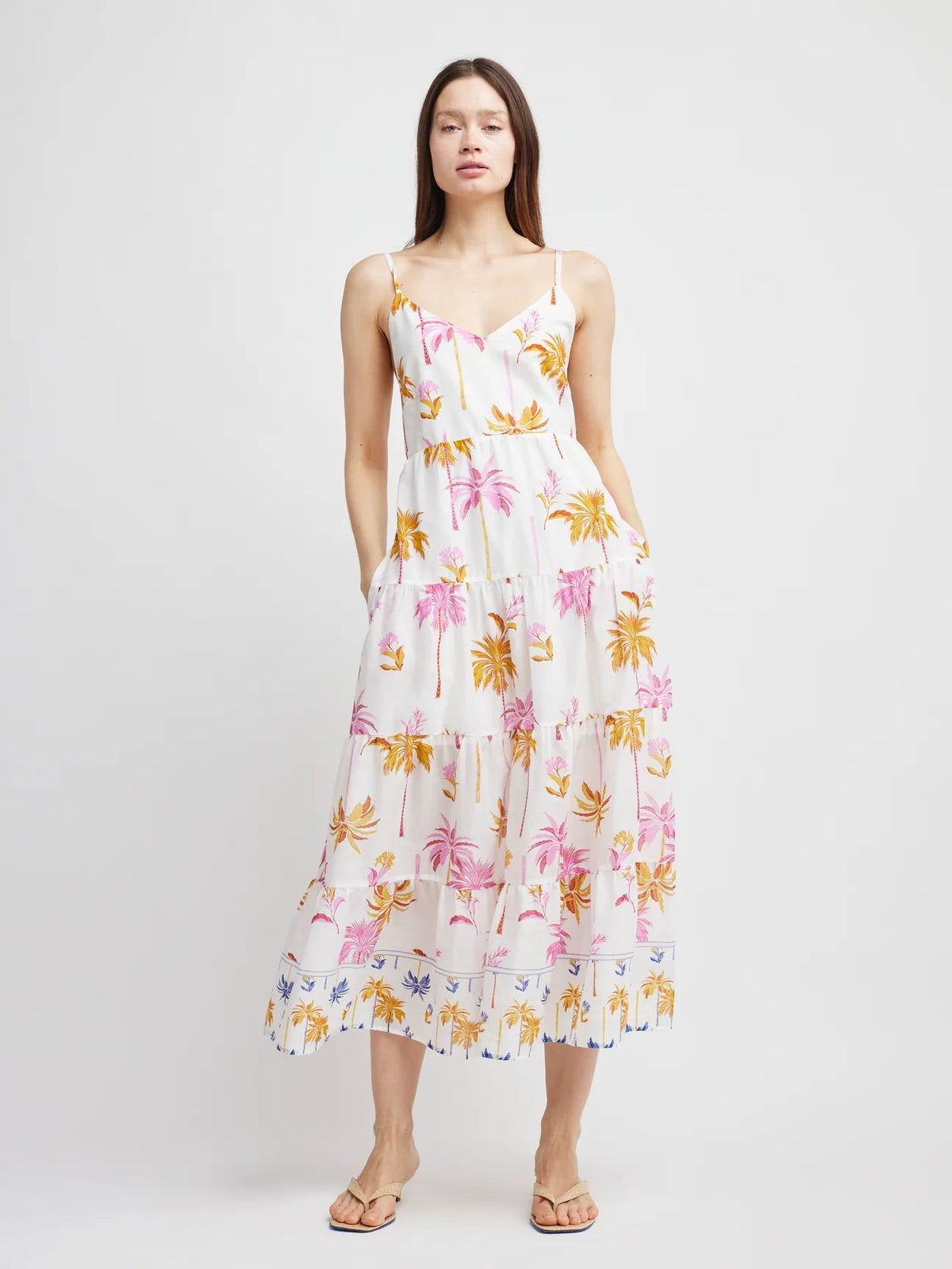 Self-Contrast Kali Palm Maxi Dress - Flea Boutiques