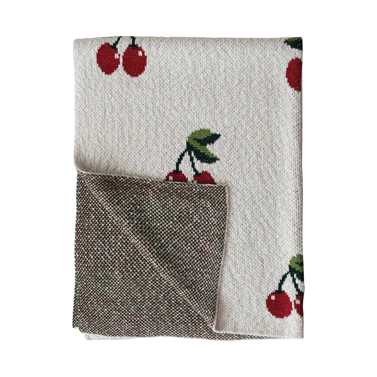 Knit Baby Blanket with Cherries - Flea Boutiques
