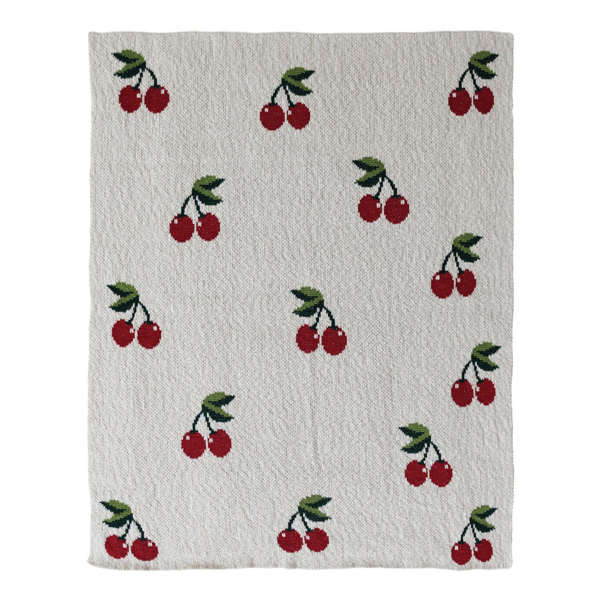 Knit Baby Blanket with Cherries - Flea Boutiques