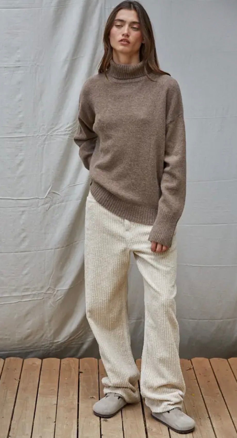 Knit Ribbed Turtleneck Sweater - Flea Boutiques