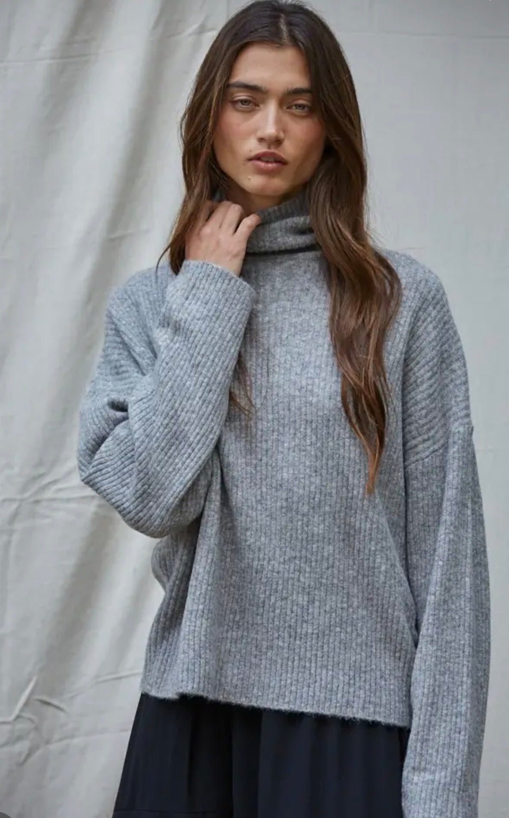 Knit Ribbed Turtleneck Sweater - Flea Boutiques