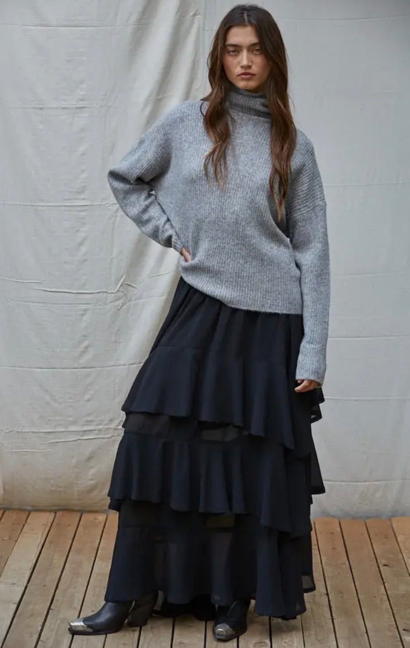 Knit Ribbed Turtleneck Sweater - Flea Boutiques