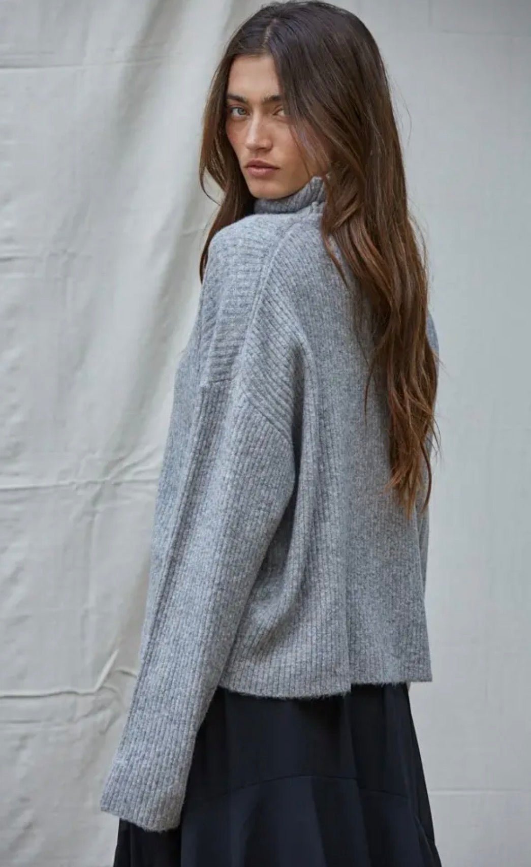 Knit Ribbed Turtleneck Sweater - Flea Boutiques