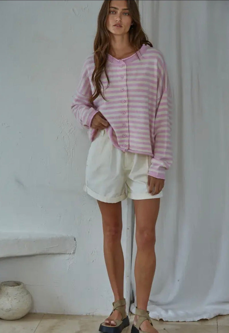 Knit Striped Cardigan - Flea Boutiques