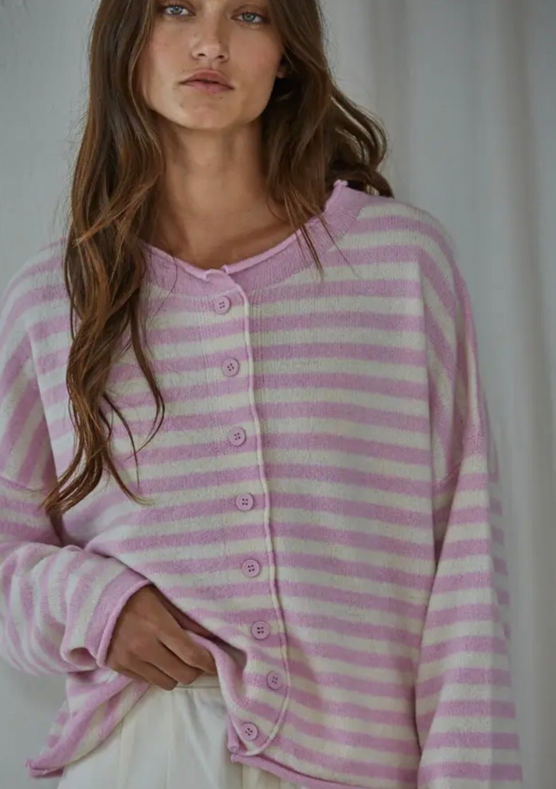 Knit Striped Cardigan - Flea Boutiques