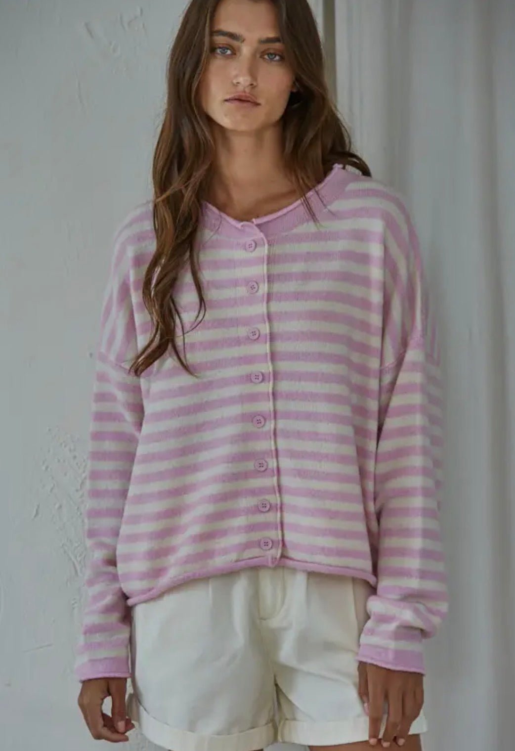 Knit Striped Cardigan - Flea Boutiques
