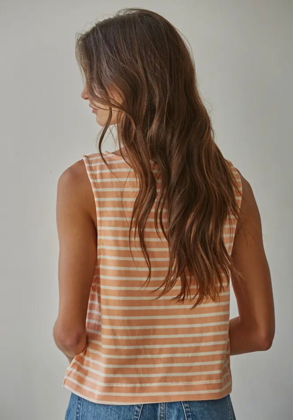 Knit Striped Round Neck Tank - Flea Boutiques
